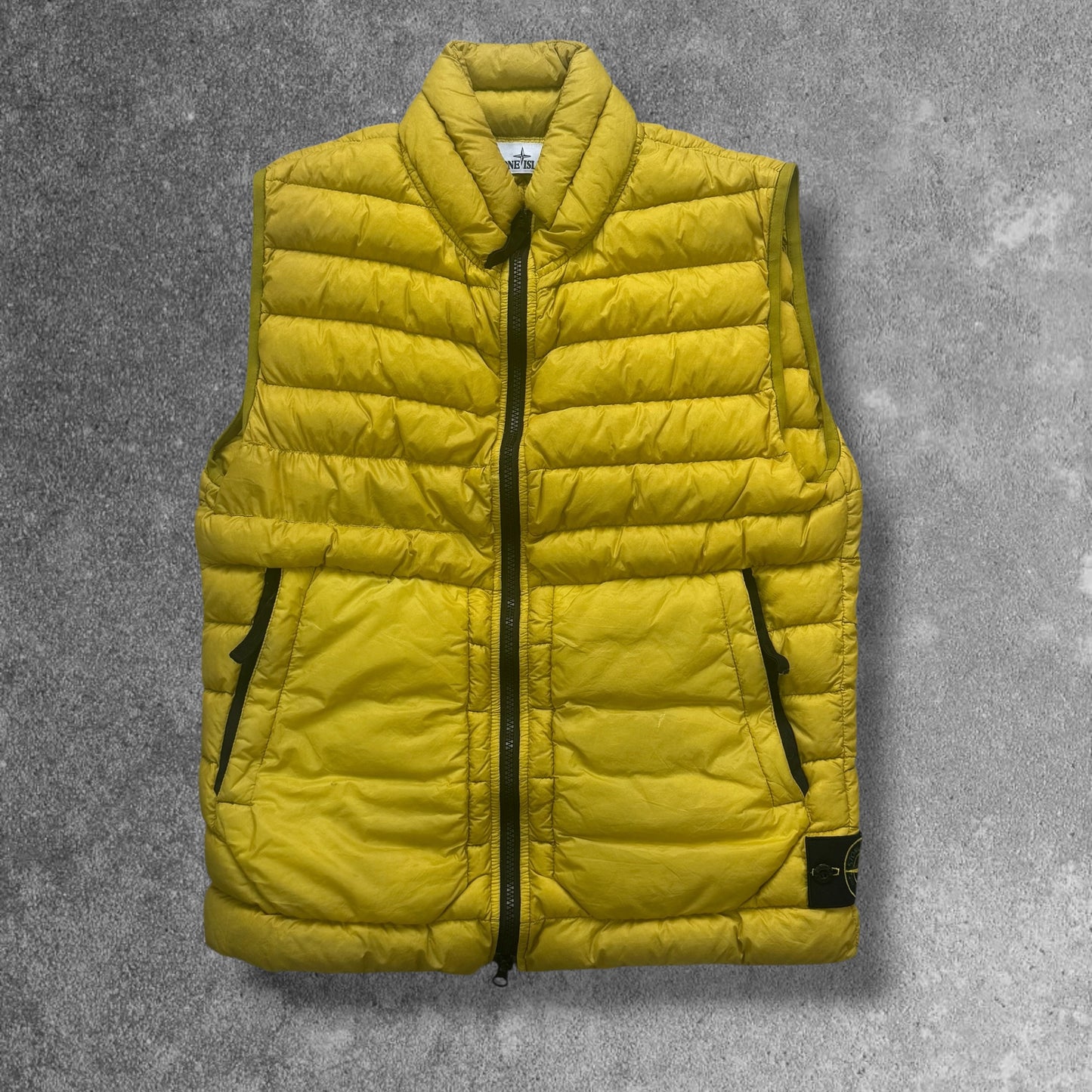 Stone Island Micro Yarn Down Gilet Yellow RRP £450