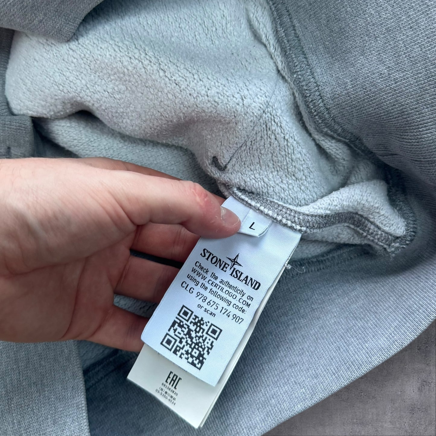 Stone Island Hoodie Grey Large RRP £300