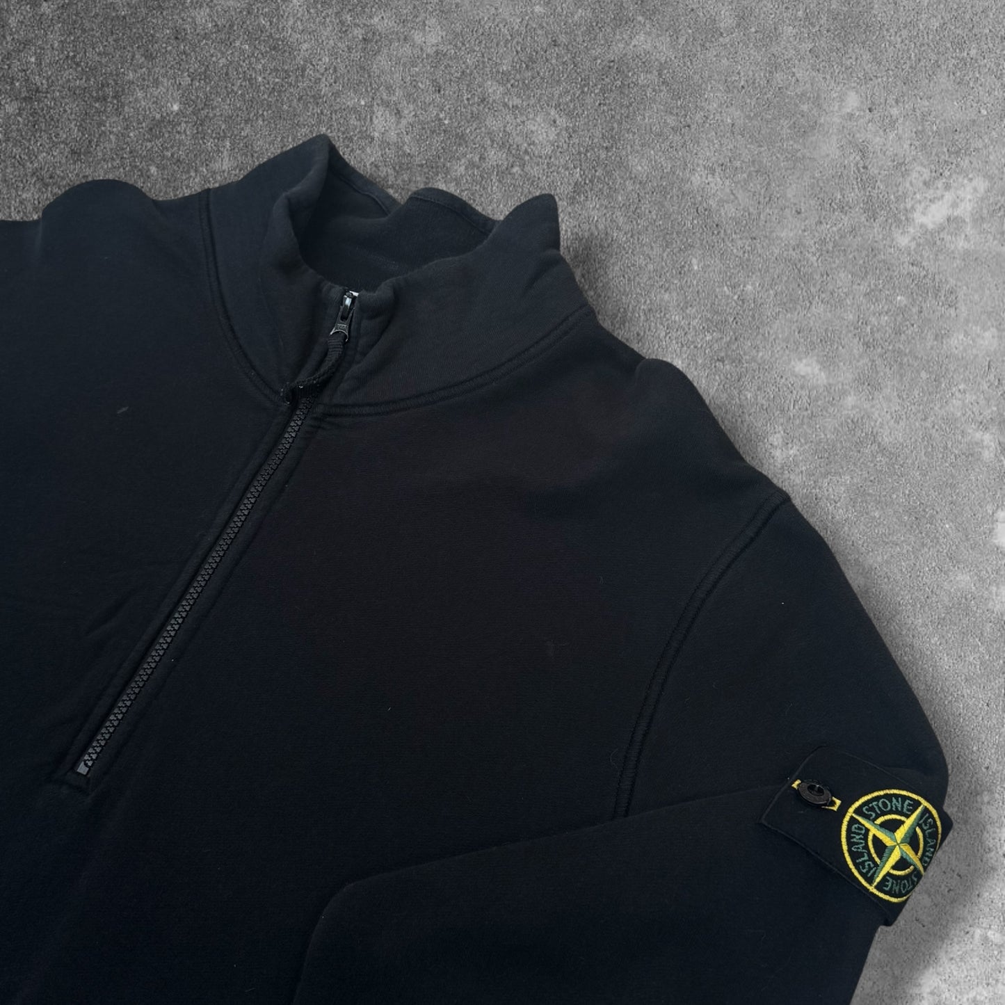 Stone Island Quarter Zip Cotton Pullover Black Size XXL RRP £245