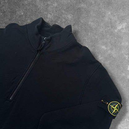 Stone Island Quarter Zip Cotton Pullover Black Size XXL RRP £245
