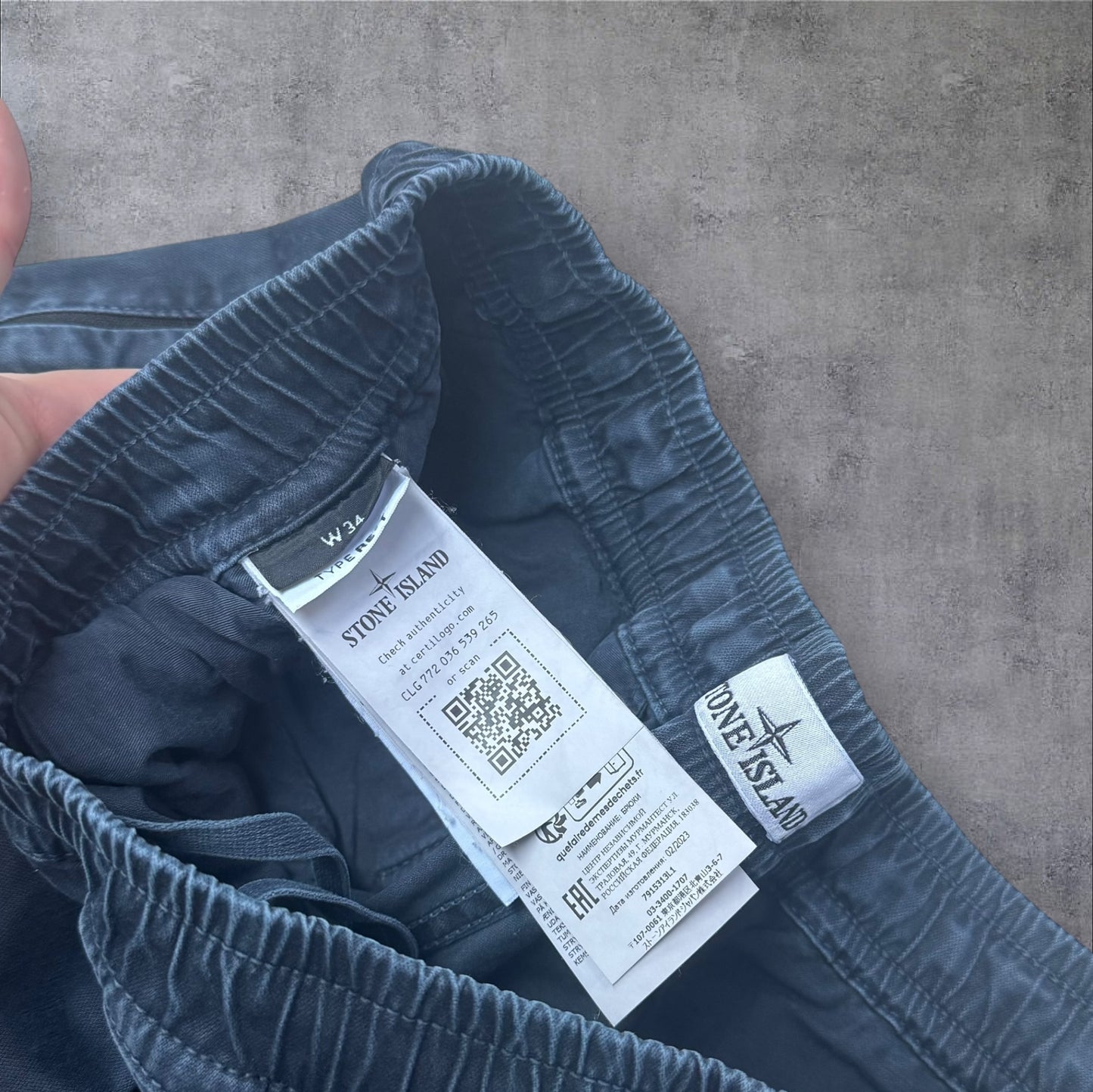 Stone Island Cargos 34W Navy Elastic Waist RRP £395