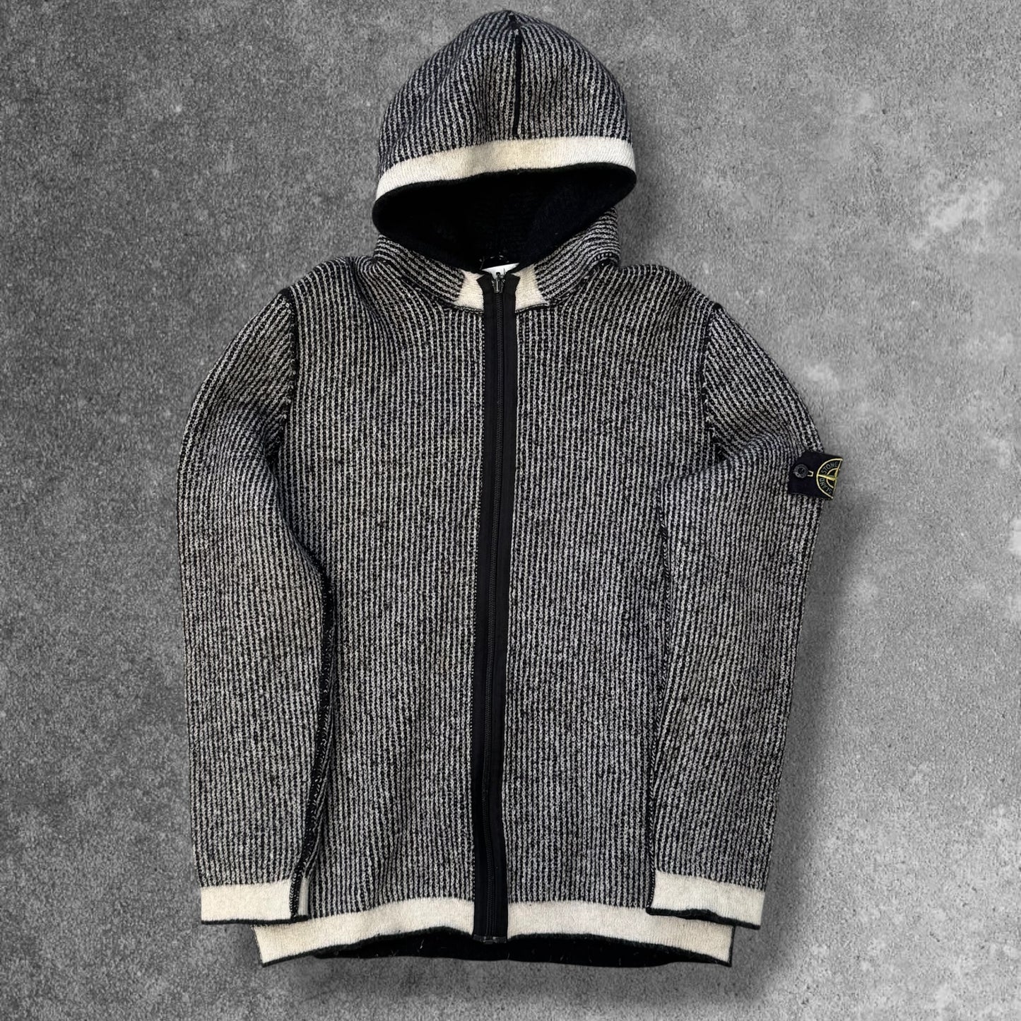 Stone Island Striped Knit Zip Hooded Jumper XL Rare RRP £360