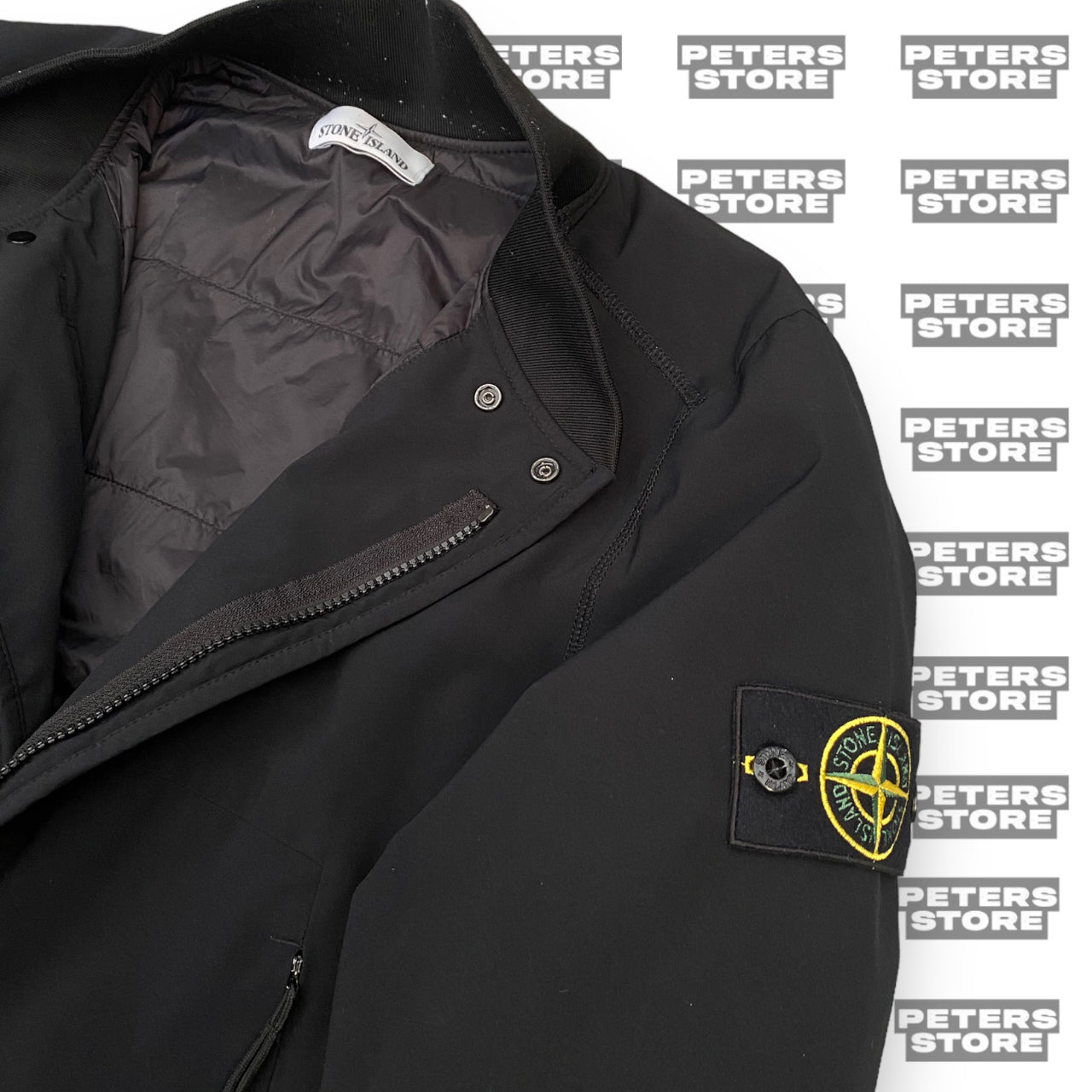 Stone Island Black Soft Shell R Jacket with Primaloft Insulation