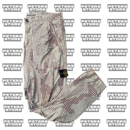 Stone Island White Grid Pattern Trousers