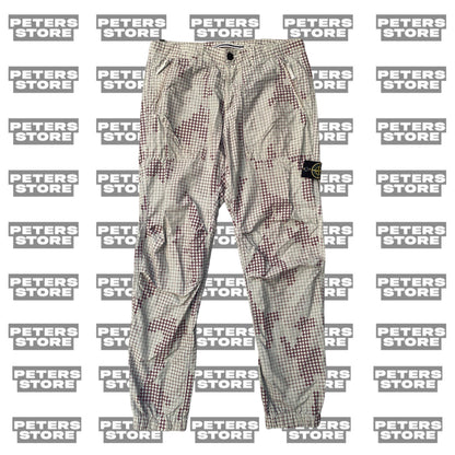 Stone Island White Grid Pattern Trousers