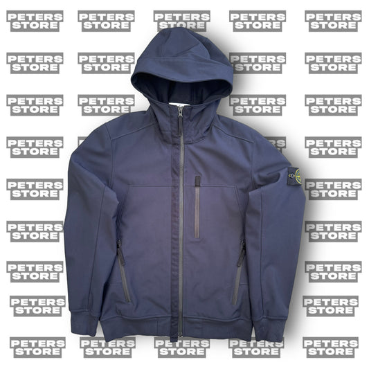 Stone Island Navy Fleece Lined Soft Shell Jacket