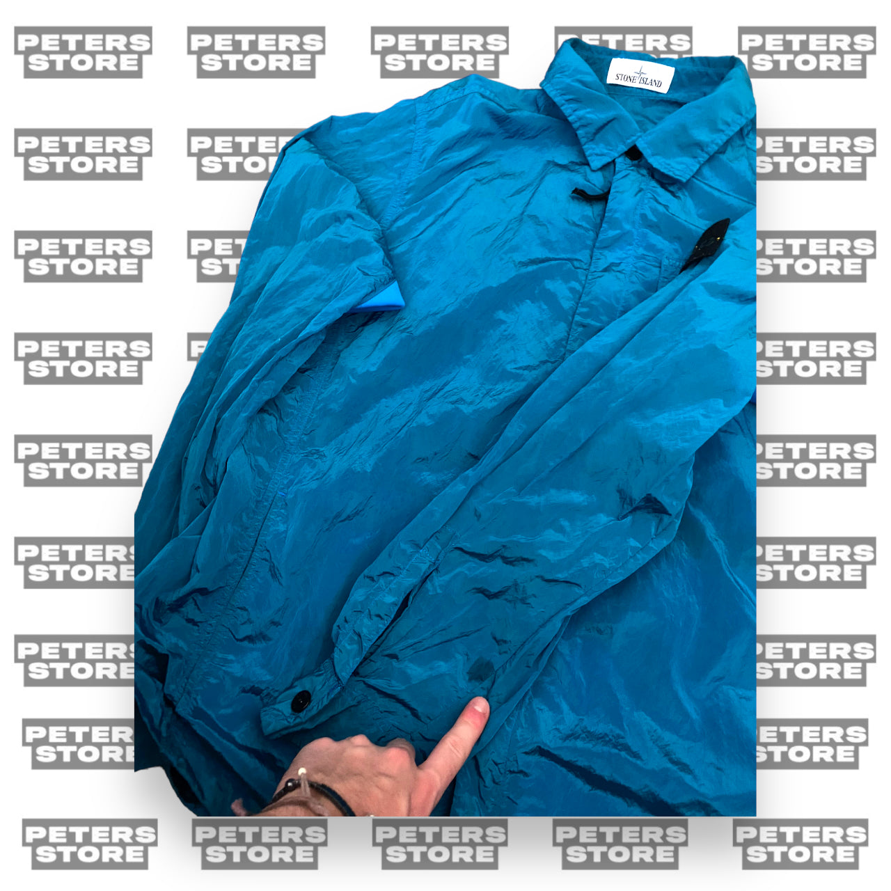 Stone Island Blue Nylon Metal Overshirt