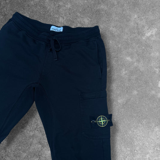 Stone Island Cotton Fleece Cargo Joggers Black Men's Large RRP £235