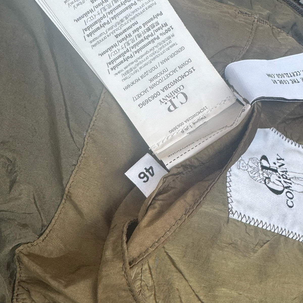 C.P. Company puffer size tag 46