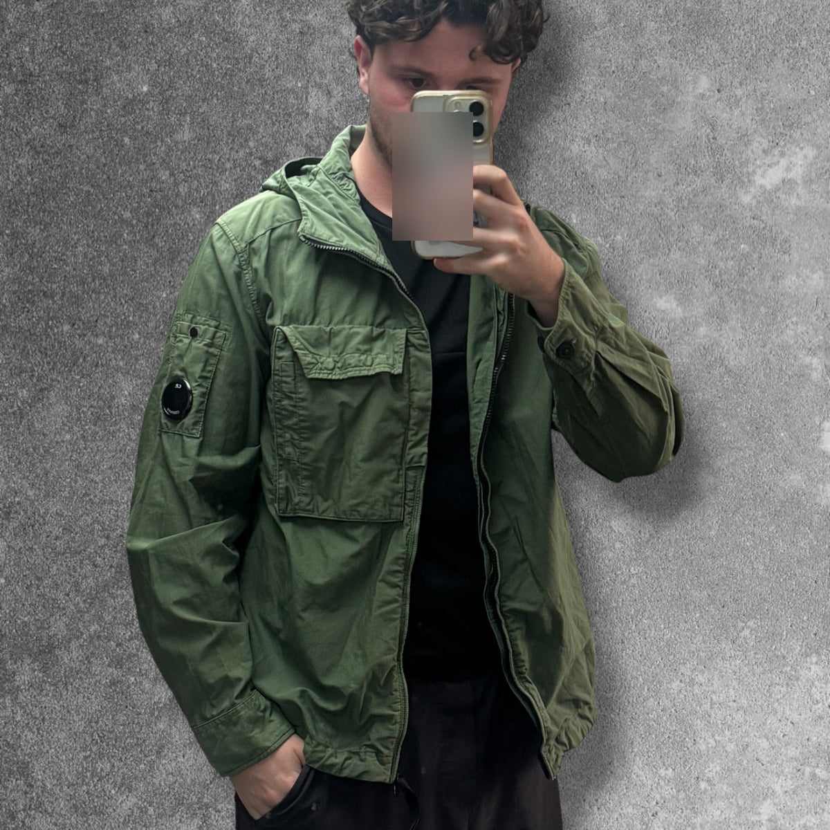 C.P. Company Hooded Utility Overshirt Lens Men's Medium Fits Large Green