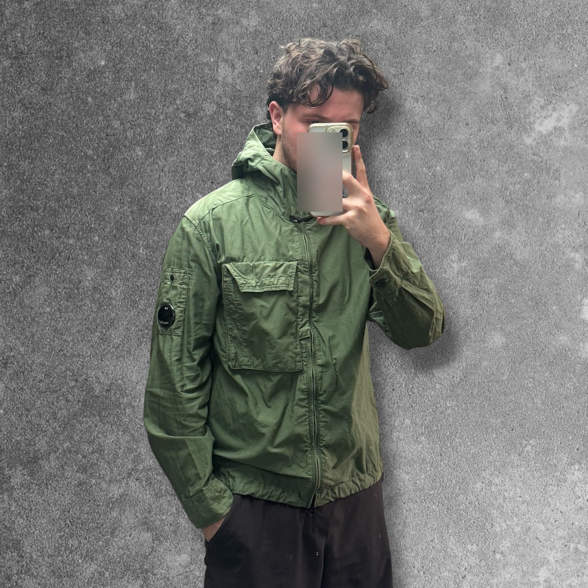 C.P. Company Hooded Utility Overshirt Lens Men's Medium Fits Large Green