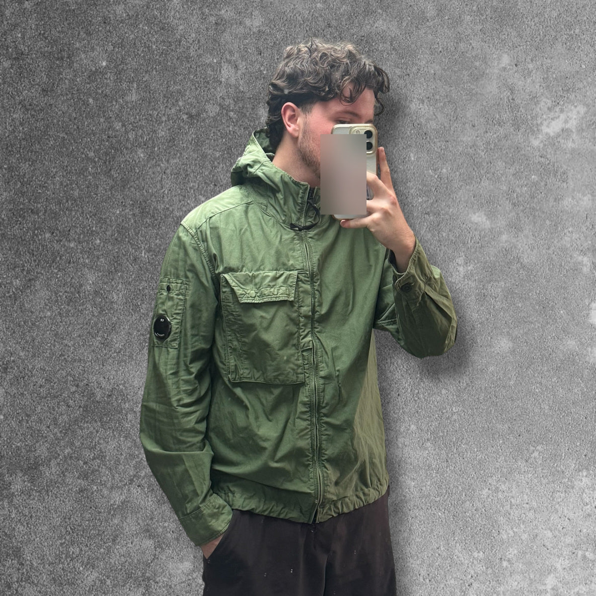 C.P. Company Hooded Utility Overshirt Lens Men's Medium Fits Large Green