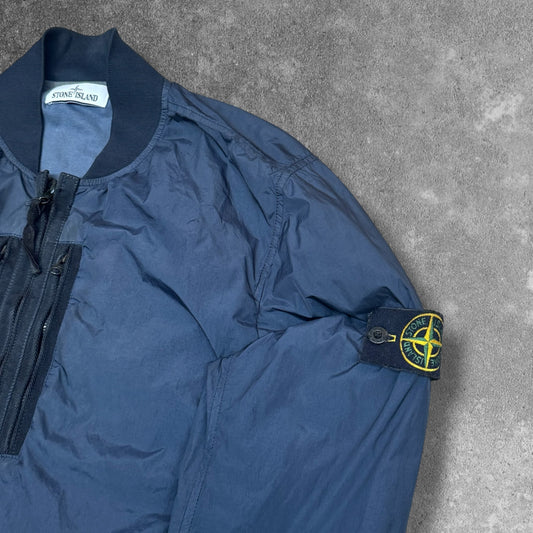 Stone Island Crinkle Reps Nylon Bomber Jacket Navy Blue Men's Medium RRP £550