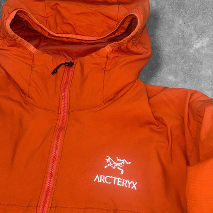 Arc'teryx Atom Jacket Orange hood and logo