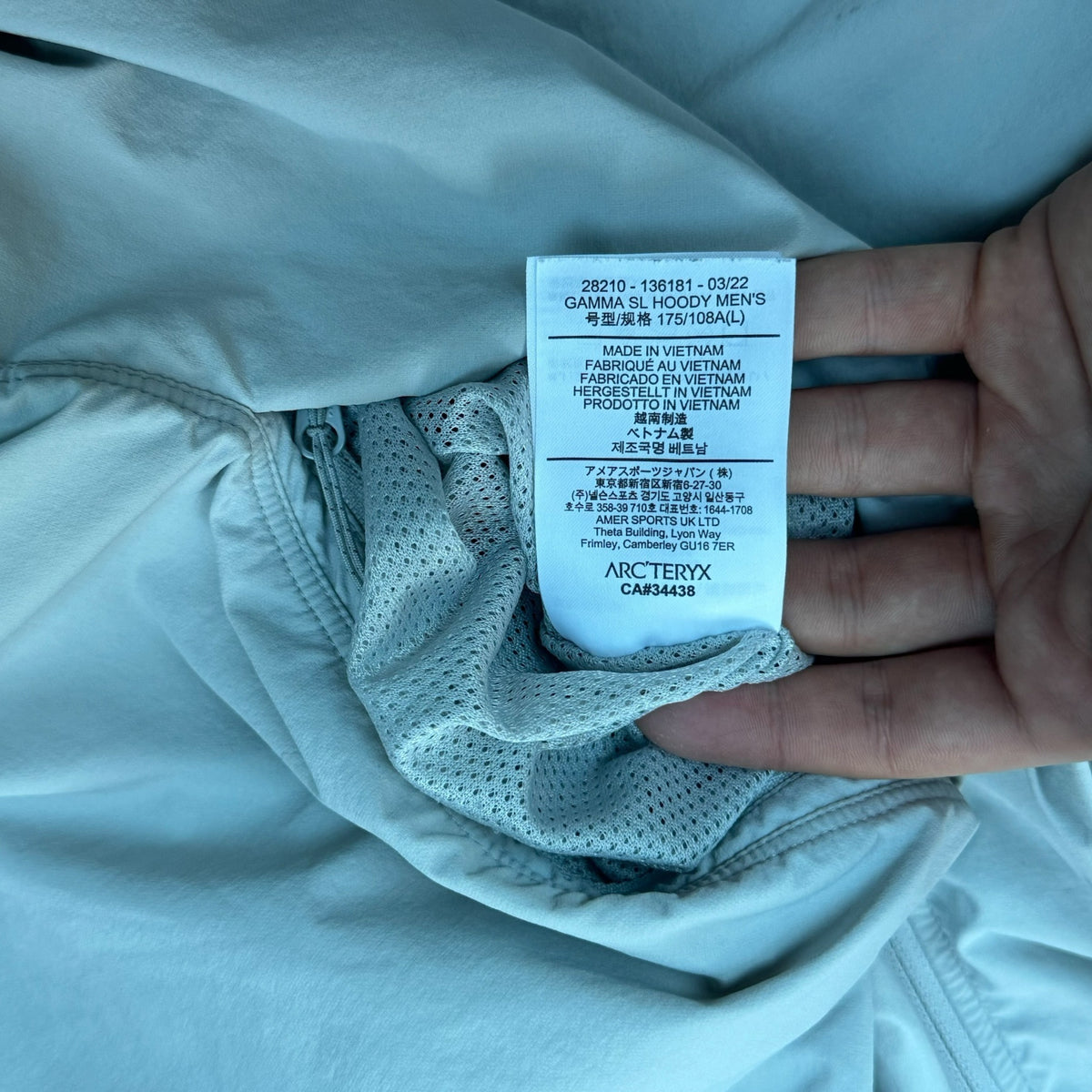 Arc'teryx Gamma SL Hoody 2022 Ice White Men's Large