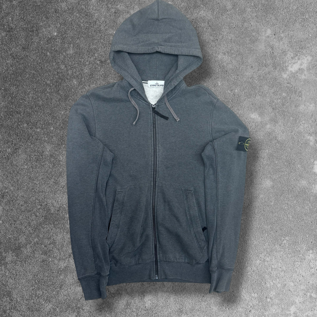 Stone Island Zip Hoodie Grey Men's Large
