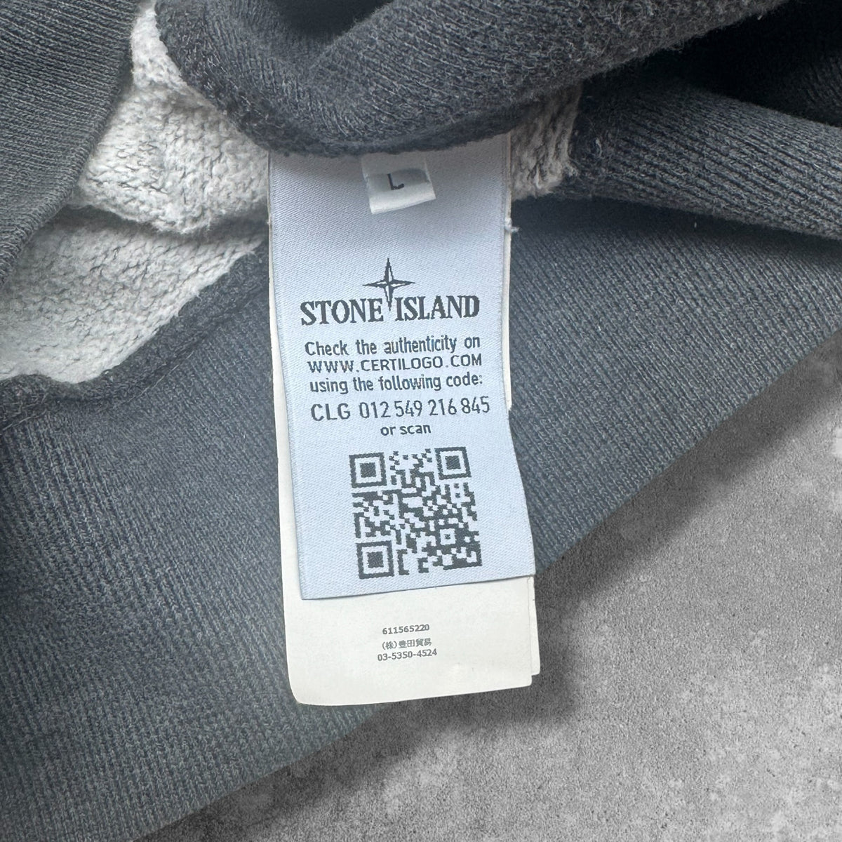 Stone Island Zip Hoodie size label