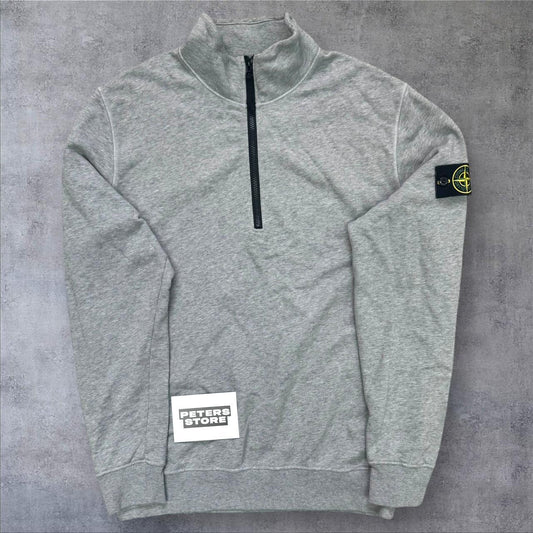 Stone Island Quarter Zip Sweatshirt Men’s XL Grey Badge Sleeve Jumper RRP £265