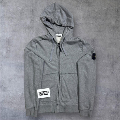 Stone Island Grey Zip Up Hoodie Jumper