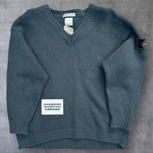 Stone Island Vintage Edge 90s V-Neck Jumper Size Large RRP £295+