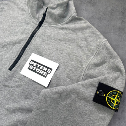 Stone Island Quarter Zip Sweatshirt Men’s XL Grey Badge Sleeve Jumper RRP £265