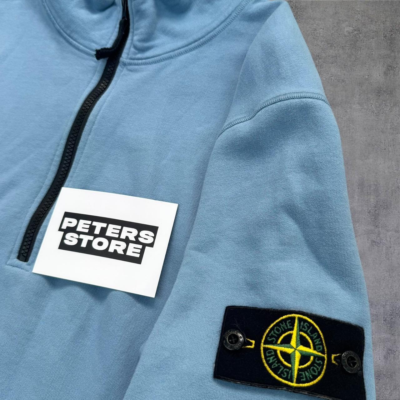 Stone Island Quarter Zip Sweatshirt Men’s XXL Light Blue Pullover RRP £295