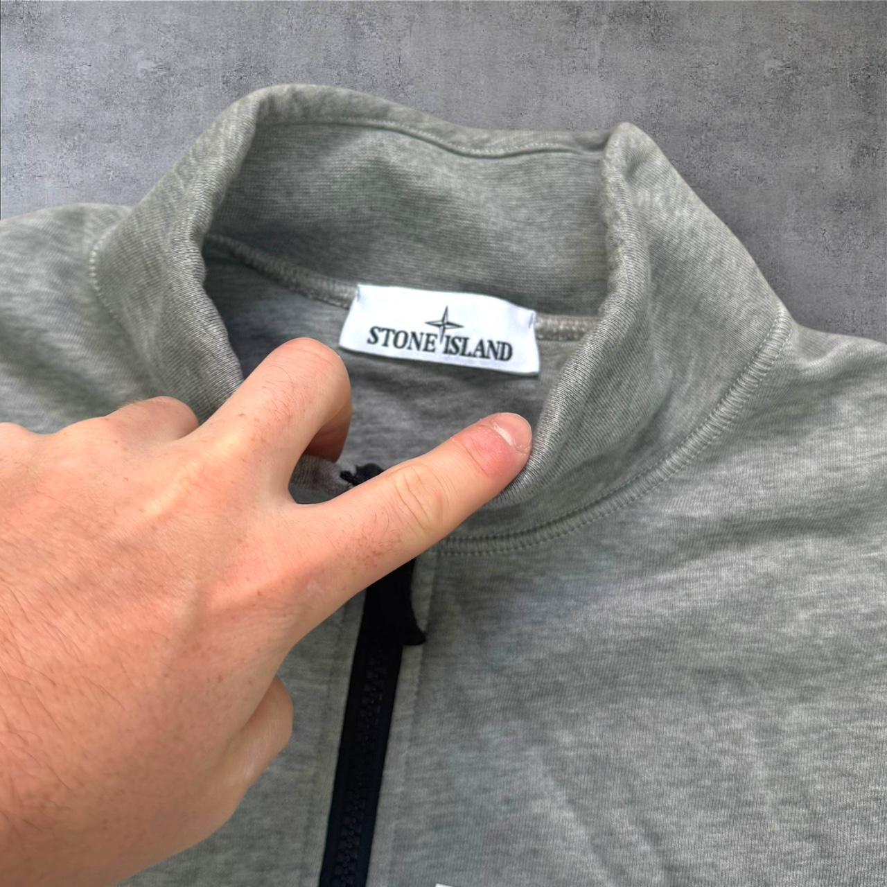 Stone Island Quarter Zip Sweatshirt Men’s XL Grey Badge Sleeve Jumper RRP £265