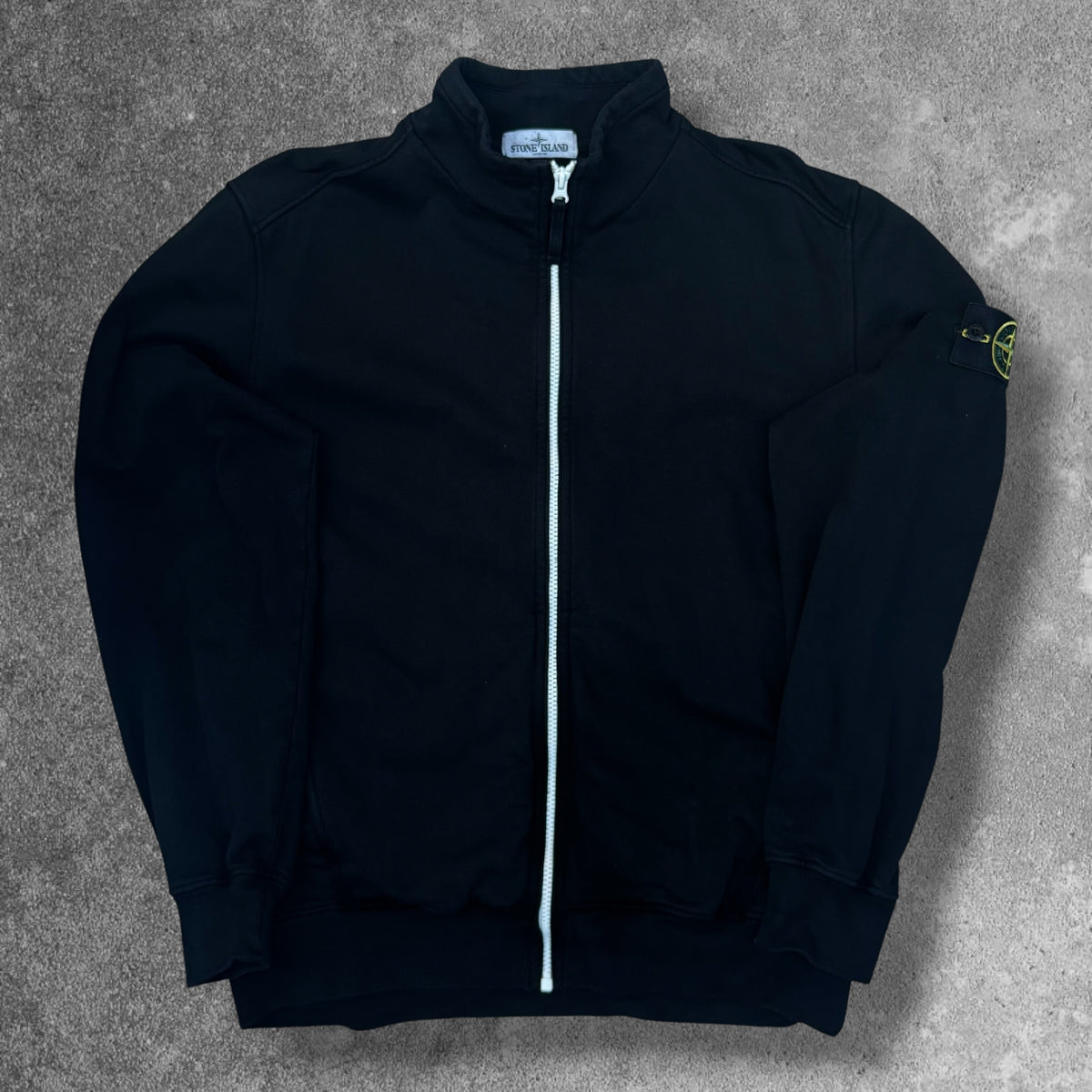 Stone Island Full Zip Sweatshirt Men's XL Black Stand Collar Jumper RRP £250+
