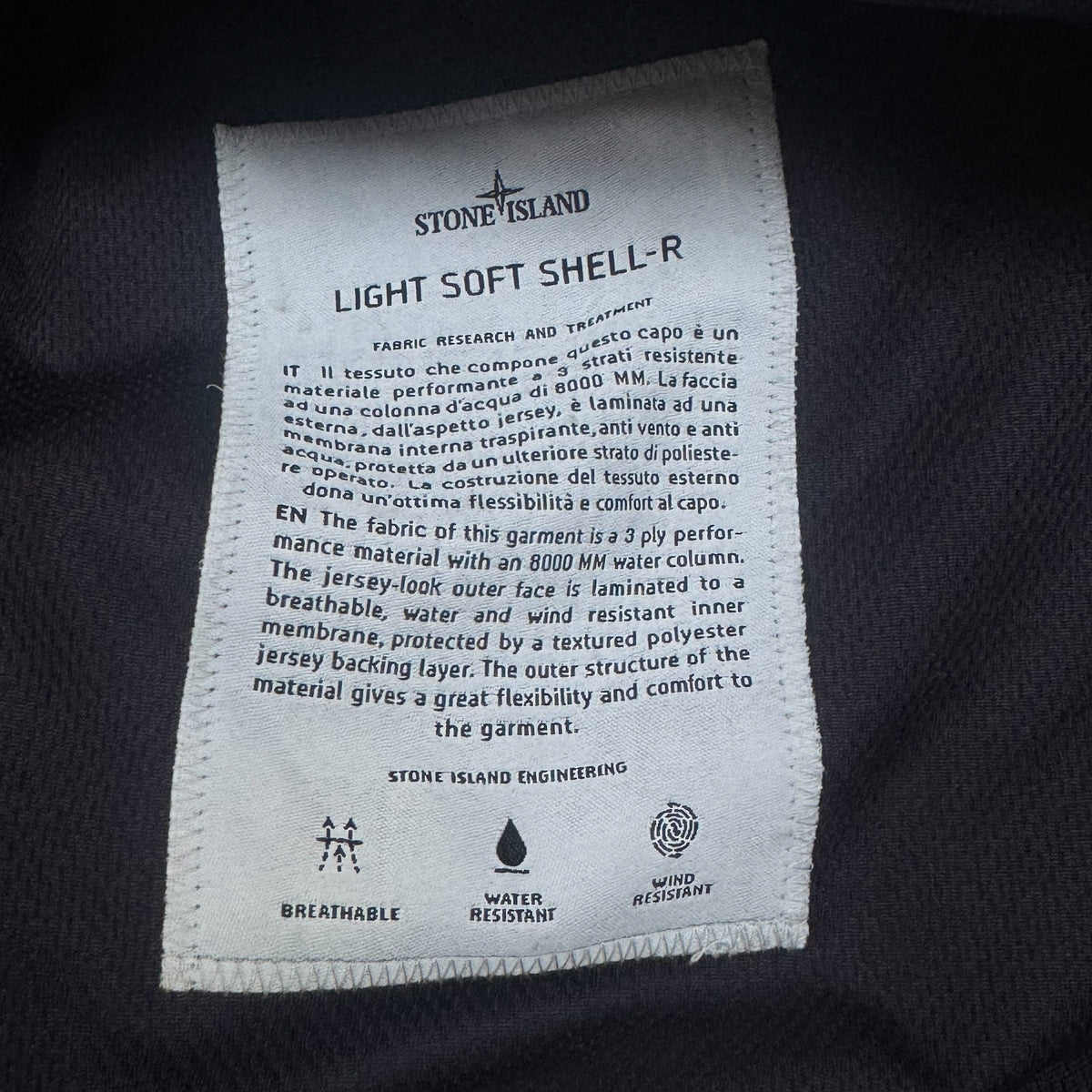 Stone Island Light Soft Shell-R Hooded Jacket Men's XL Navy