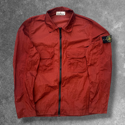 Stone Island Zip Overshirt Jacket Men's Medium Red