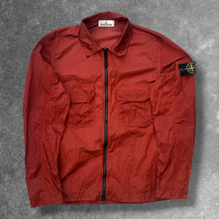 Stone Island Zip Overshirt Jacket Men's Medium Red
