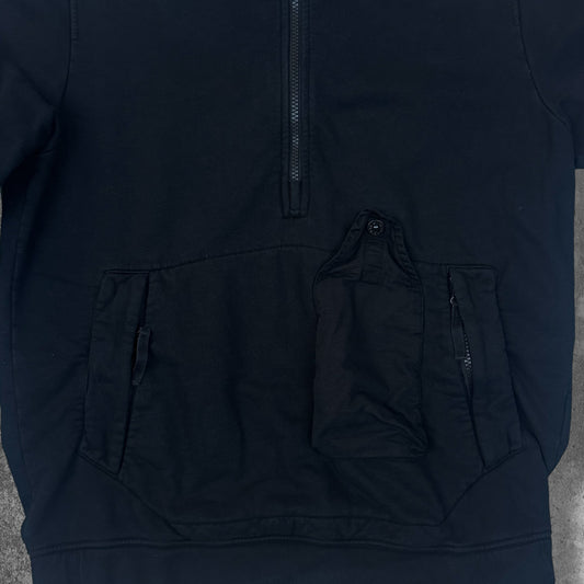 Stone Island Smok Half Zip Sweatshirt Men's Medium Black Pocket Jumper RRP £250+