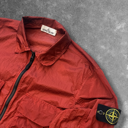 Stone Island Zip Overshirt Jacket Men's Medium Red