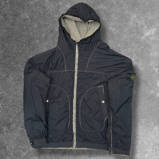 Stone Island SS 2005 Hooded Jacket Men's XL Dark Grey Contrast Stitch