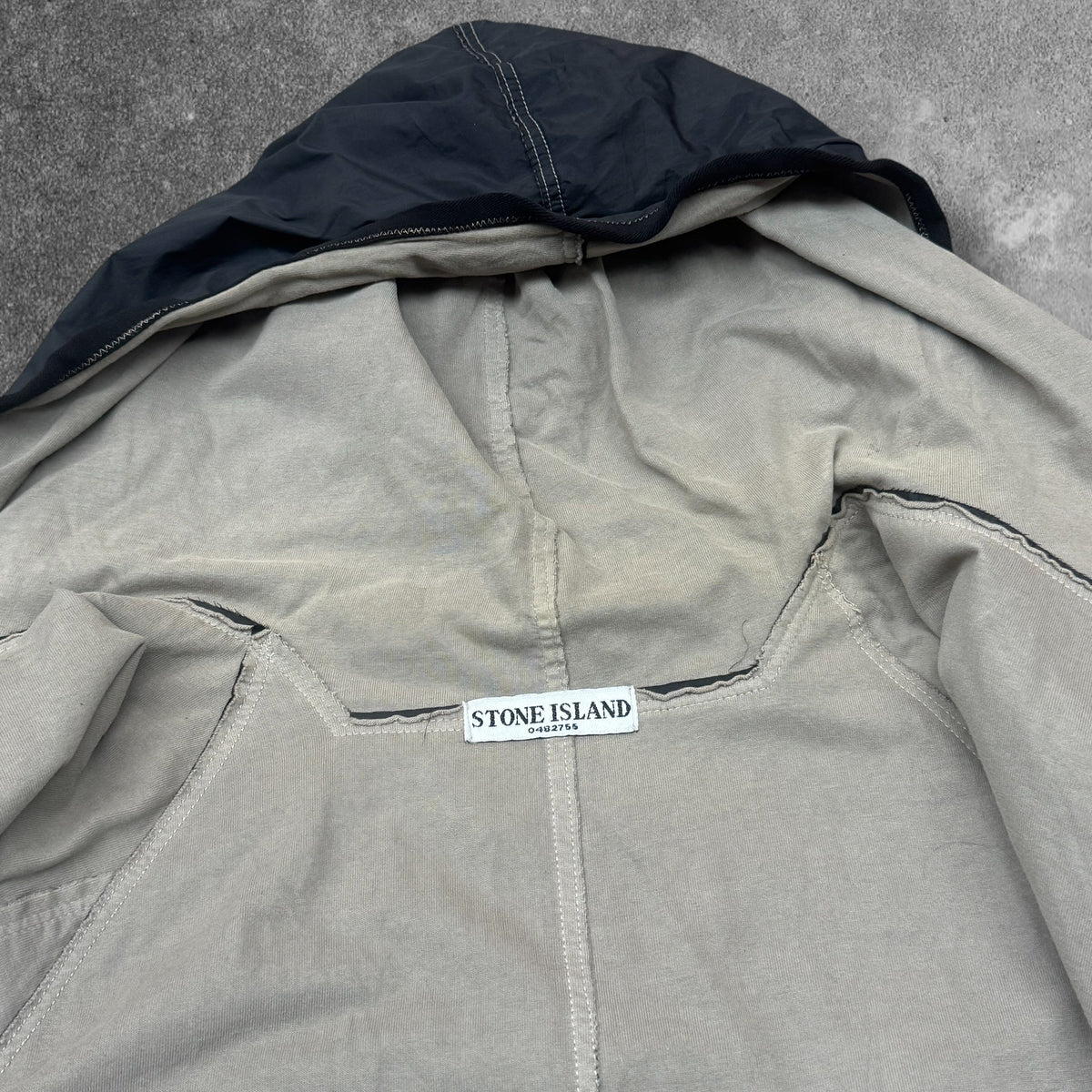Stone Island SS 2005 Hooded Jacket Men's XL Dark Grey Contrast Stitch