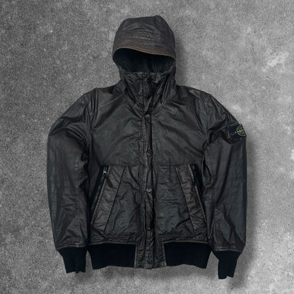 Stone Island Mussola Gommata Hooded Jacket Dark Brown Men's Small