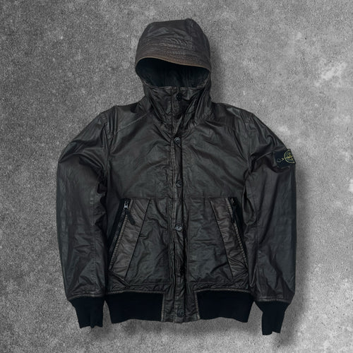 Stone Island Mussola Gommata Hooded Jacket Dark Brown Men's Small