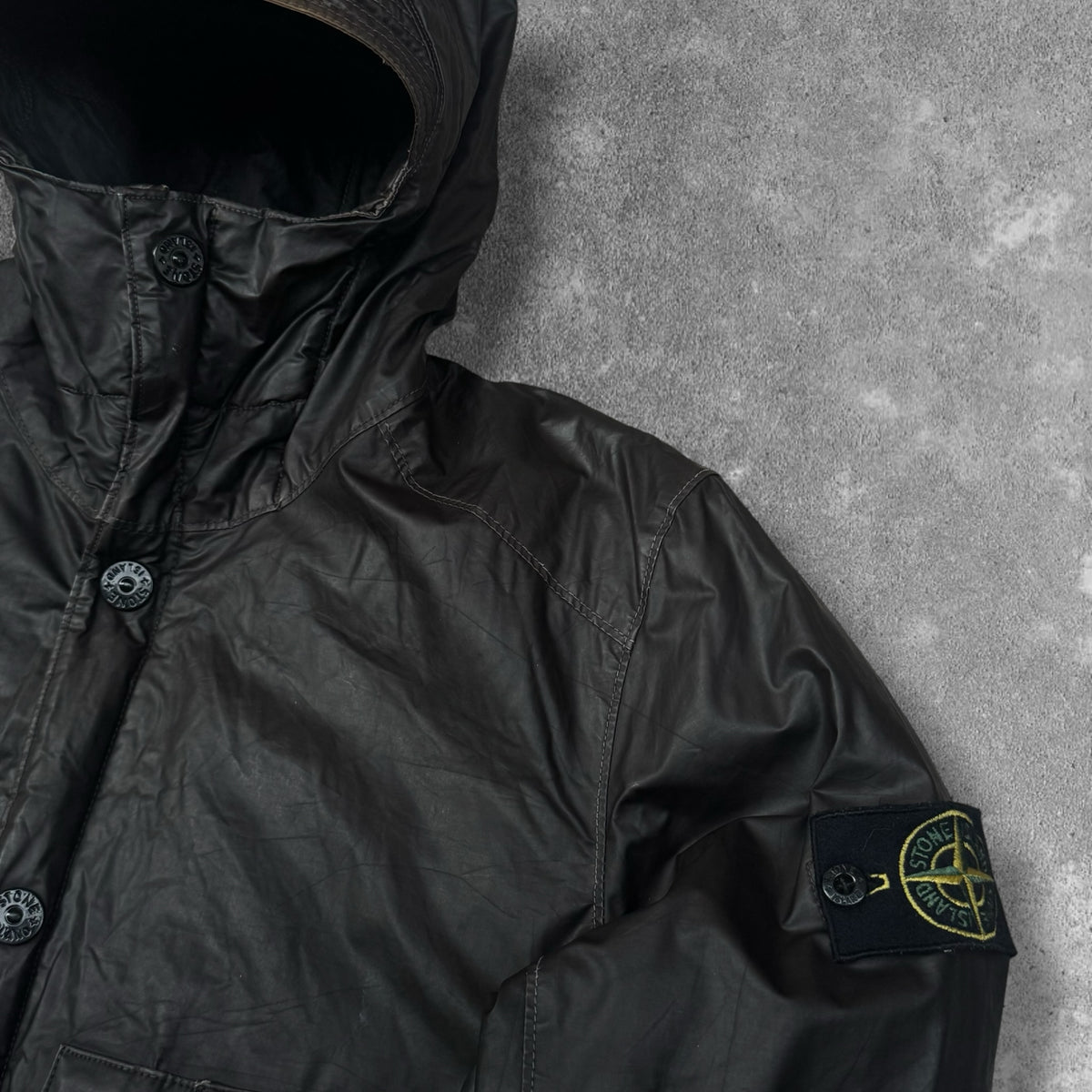 Stone Island Mussola Gommata Hooded Jacket Dark Brown Men's Small