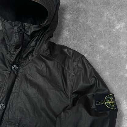 Stone Island Mussola Gommata Hooded Jacket Dark Brown Men's Small