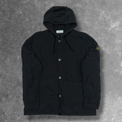 Stone Island Naslan Light Hooded Overshirt Polartec Alpha Black Fits Large AW21 RRP £465+