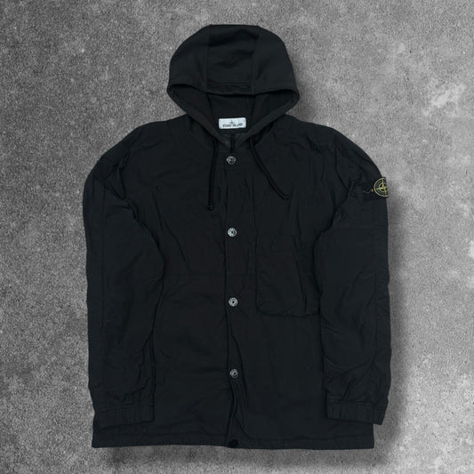 Stone Island Naslan Light Hooded Overshirt Polartec Alpha Black Fits Large AW21 RRP £465+