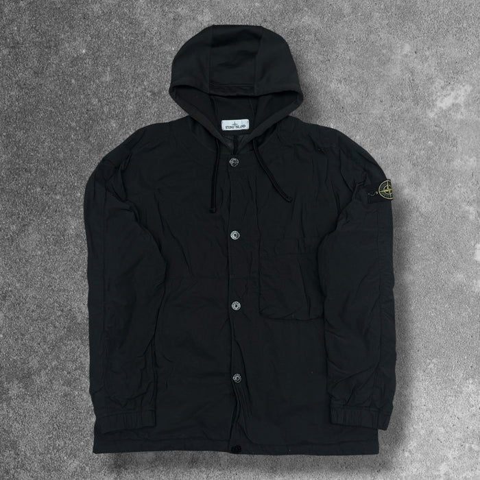 Stone Island Naslan Light Hooded Overshirt Polartec Alpha Black Fits Large AW21 RRP £465+