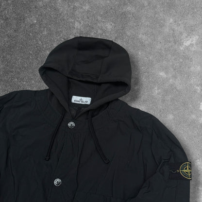 Stone Island Naslan Light Hooded Overshirt Polartec Alpha Black Fits Large AW21 RRP £465+