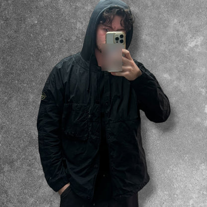 Stone Island Naslan Light Hooded Overshirt Polartec Alpha Black Fits Large AW21 RRP £465+