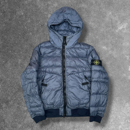 Stone Island Micro Yarn Down Hooded Jacket Blue Grey Men's Medium