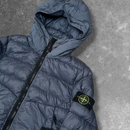 Stone Island Micro Yarn Down Hooded Jacket Blue Grey Men's Medium