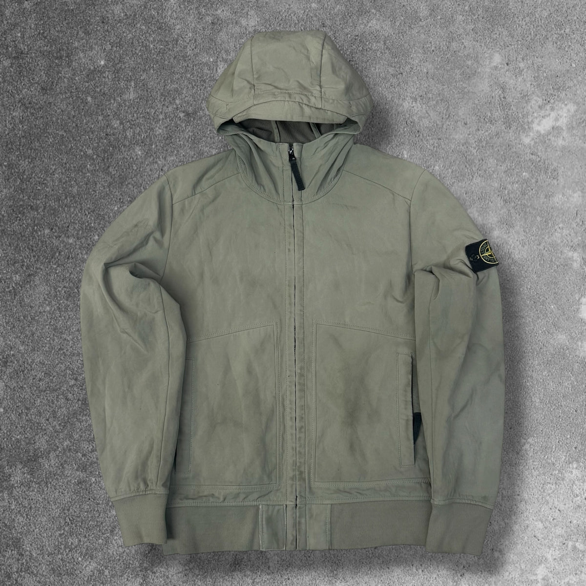 Stone Island Soft Shell-R Hooded Jacket Sage Green Men's Medium