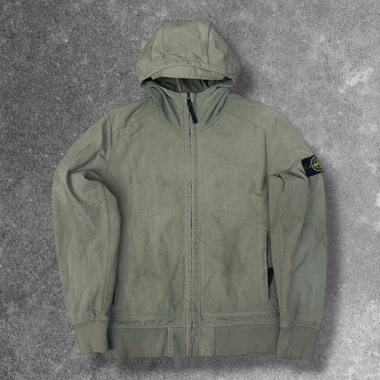 Stone Island Soft Shell-R Hooded Jacket Sage Green Men's Medium