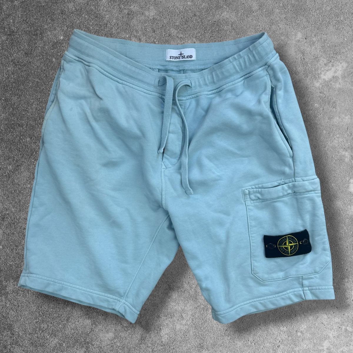 Stone Island Fleece Cargo Shorts Sky Blue Men's Large