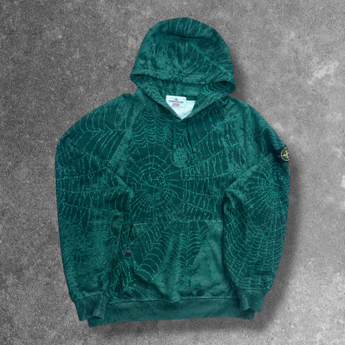 Stone Island x Supreme Spiderweb Hoodie Large Green V0053 RRP £550